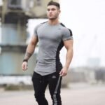 Muscle Brothers Fitness Sports Casual Breathable Short Sleeve T-Shirt Men's Quick Dry Outdoor Running Training Tops Solid Color