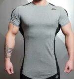 Muscle Brothers Fitness Sports Casual Breathable Short Sleeve T-Shirt Men's Quick Dry Outdoor Running Training Tops Solid Color - Image 5