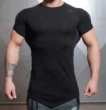 Muscle Brothers Fitness Sports Casual Breathable Short Sleeve T-Shirt Men's Quick Dry Outdoor Running Training Tops Solid Color - Image 4